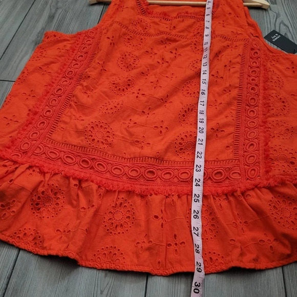 Crown & Ivy Blouse Top Women's Size 2X Orange Cotton Sleeveless Round Neck NEW - Picture 7 of 9